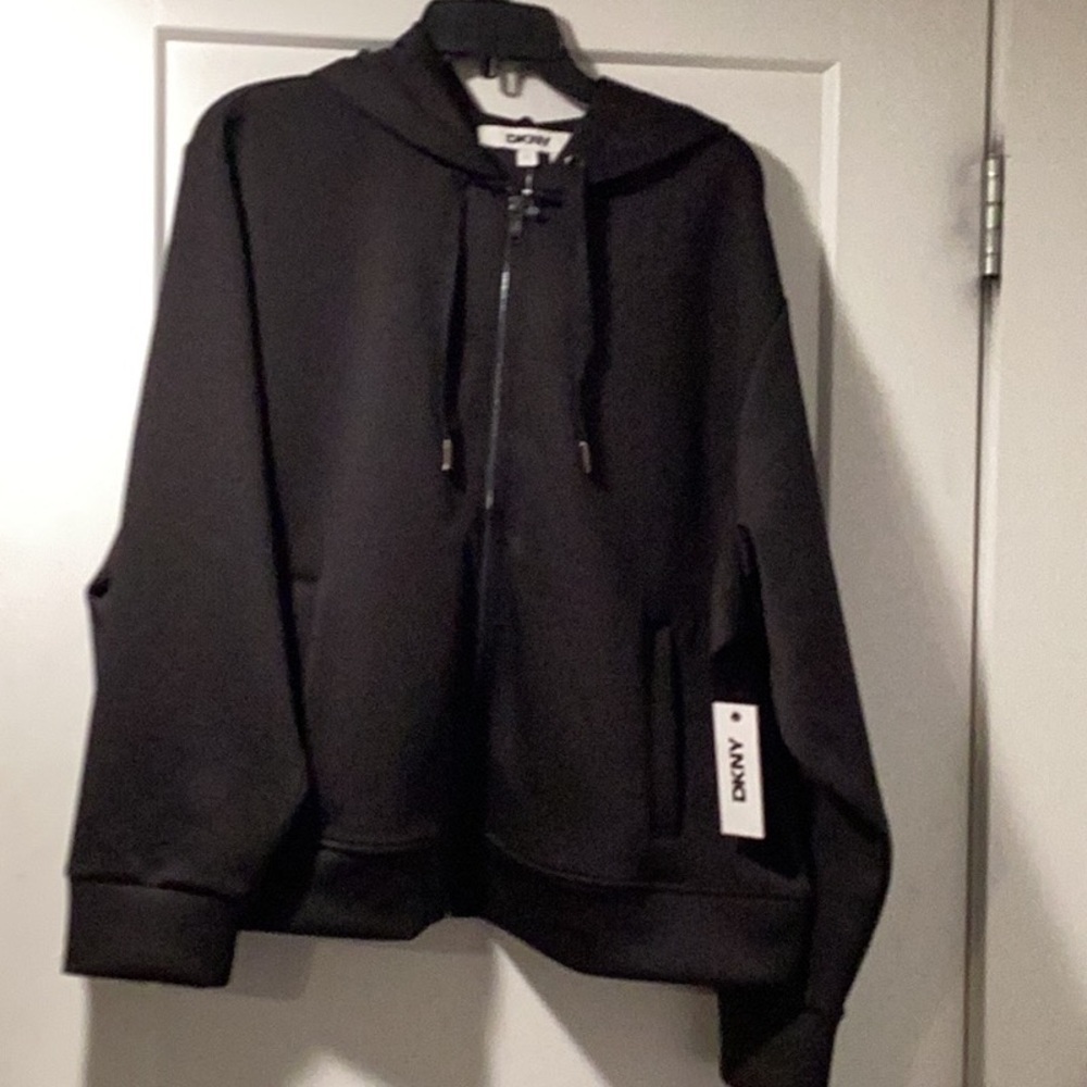 NWT DKNY Size‎ 1X Logo Hoodie Jacket Black